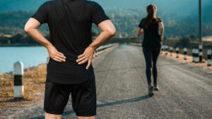 Male runner experiencing hip pain